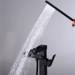 Bathtub Faucet - Minimalist Electroplated Free Standing Brass Valve Bath Shower Mixer Taps