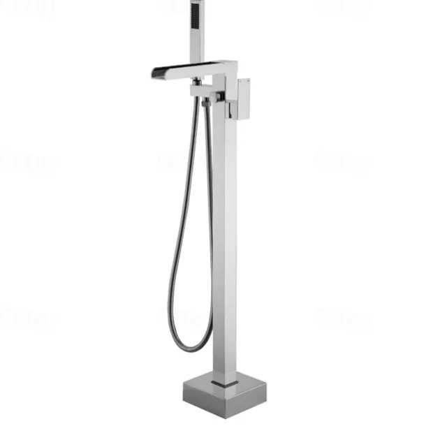 Bathtub Faucet - Minimalist Electroplated Free Standing Brass Valve Bath Shower Mixer Taps