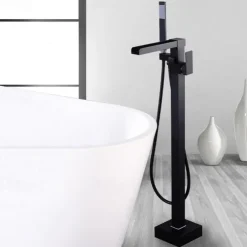 Bathtub Faucet - Minimalist Electroplated Free Standing Brass Valve Bath Shower Mixer Taps
