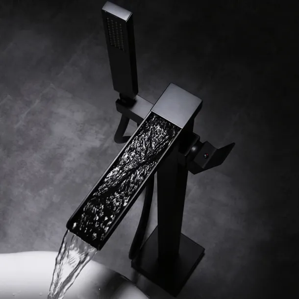 Bathtub Faucet - Minimalist Electroplated Free Standing Brass Valve Bath Shower Mixer Taps