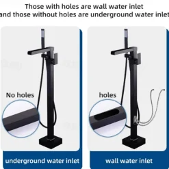 Bathtub Faucet - Minimalist Electroplated Free Standing Brass Valve Bath Shower Mixer Taps