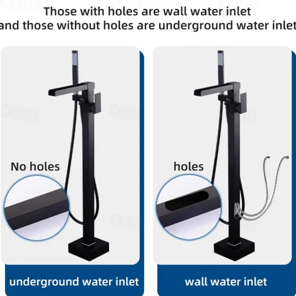 Bathtub Faucet - Minimalist Electroplated Free Standing Brass Valve Bath Shower Mixer Taps