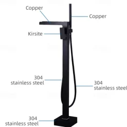 Bathtub Faucet - Minimalist Electroplated Free Standing Brass Valve Bath Shower Mixer Taps