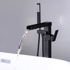 Bathtub Faucet - Minimalist Electroplated Free Standing Brass Valve Bath Shower Mixer Taps