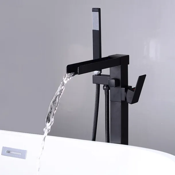 Bathtub Faucet - Minimalist Electroplated Free Standing Brass Valve Bath Shower Mixer Taps