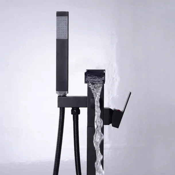 Bathtub Faucet - Minimalist Electroplated Free Standing Brass Valve Bath Shower Mixer Taps