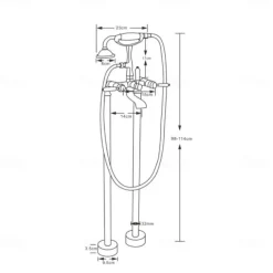 Bathtub Faucet - Retro Vintage Electroplated Free Standing Ceramic Valve Bath Shower Mixer Taps