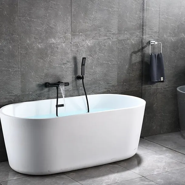 Bathtub Faucet - Thermostatic Bath Tub Faucet Contemporary Painted Finishes Free Standing Ceramic Valve Bath Shower Mixer Taps