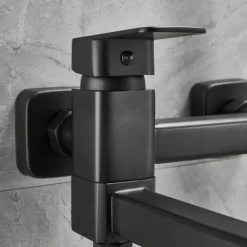 Bathtub Faucet Dual Spout Wall Mounted, Bath Tub Filler Mixer Brass Tap with Heldhand Showerhand, Ceramic Valve Single Handle Control