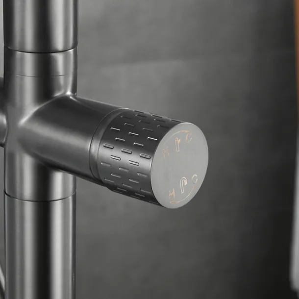 Bathtub Faucet Floor Mount Freestanding Tub Filler Brass High Flow Shower Faucets with Handheld Shower Mixer Taps Swivel Spout(Gun Grey/Brushed Golden)