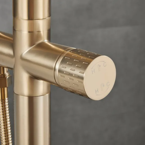 Bathtub Faucet Floor Mount Freestanding Tub Filler Brass High Flow Shower Faucets with Handheld Shower Mixer Taps Swivel Spout