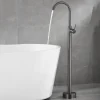 Bathtub Faucet Gun Grey Contemporary Electroplated Free Standing Ceramic Valve Bath Shower Mixer Taps