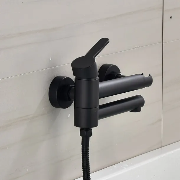 Bathtub Faucet Wall Mounted Black, 3 Spout Bathroom Faucet Bath Roman Tub Filler Mixer Tap Brass with 2 Sprayer Bidet Sprayer