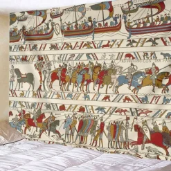 Bayeux Medieval Tapestry Middle Age Tapestry Wall Art Large Tapestry Mural Decor Photograph Backdrop Blanket Curtain Home Bedroom Living Room Decoration