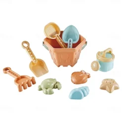 Beach Sand Buckets and Shovels Set - Beach Toys for Kids with Sand Molds Silicone Beach Sand Pails for Travel Kids and Toddlers