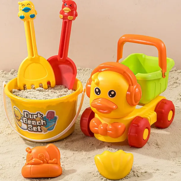 Beach Sand Buckets and Shovels Set - Beach Toys for Kids with Sand Molds Silicone Beach Sand Pails for Travel Kids and Toddlers