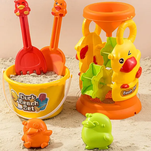 Beach Sand Buckets and Shovels Set - Beach Toys for Kids with Sand Molds Silicone Beach Sand Pails for Travel Kids and Toddlers