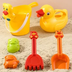 Beach Sand Buckets and Shovels Set - Beach Toys for Kids with Sand Molds Silicone Beach Sand Pails for Travel Kids and Toddlers