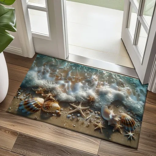 Beach Shells Doormat Kitchen Mat Floor Mat Non-Slip Area Rug Oil Proof Rug Indoor Outdoor Mat Bedroom Decor Bathroom Mat Entrance Rug