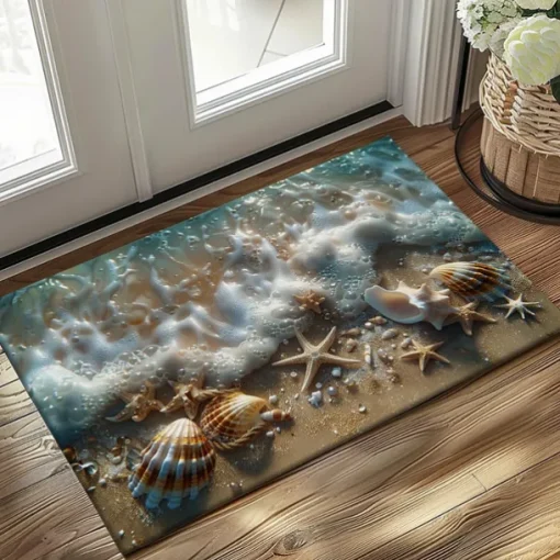Beach Shells Doormat Kitchen Mat Floor Mat Non-Slip Area Rug Oil Proof Rug Indoor Outdoor Mat Bedroom Decor Bathroom Mat Entrance Rug