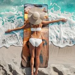 Beach Towel Comfy Blankets Love Sea Series Bath Towel Large 3D Print Pattern Towel Bath Towel Beach Sheet Blanket Classic 100% Micro Fiber