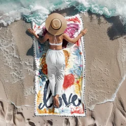 Beach Towel LGBT Love Series Large 3D Print Sea Pattern Towel Bath Towel Beach Sheet Blanket Classic 100% Micro Fiber Comfy Blankets