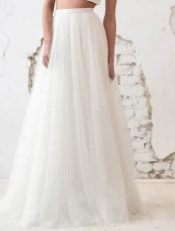 Beach Wedding Beach Casual Wedding Dresses A-Line Separates Separates Floor Length Tulle Bridal Skirts Bridal Gowns With Solid Color
