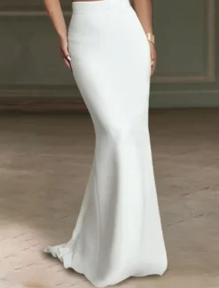 Beach Wedding Hall Casual Wedding Dresses Mermaid Separates Separates Sweep / Brush Train Stretch Fabric Bridal Skirts Bridal Gowns With Solid Color