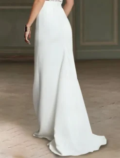 Beach Wedding Hall Casual Wedding Dresses Mermaid Separates Separates Sweep / Brush Train Stretch Fabric Bridal Skirts Bridal Gowns With Solid Color