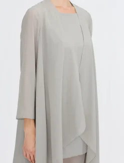 Beach Wedding Jumpsuit/Pantsuit 3 Piece Mother of the Bride Wedding Guest Elegant Plus Size Included Bateau Neck Floor Length Chiffon Sleeveless Jacket es with Solid Color