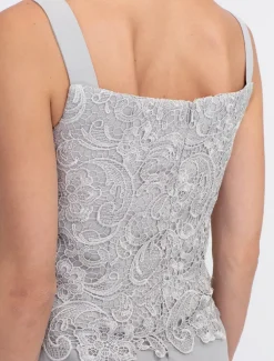 Beach Wedding Pantsuit 3 Piece Mother of the Bride Wedding Guest Elegant Plus Size Square Neck Floor Length Chiffon Corded Lace Sleeveless Wrap Included with Lace Appliques