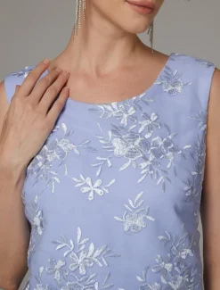 Beach Wedding Two Piece Sheath Mother of the Bride Dress Wedding Guest Elegant Jewel Neck Tea Length Chiffon Lace Sleeveless Jacket Dresses with Appliques free custom size