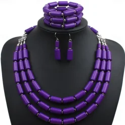 Bead Necklace Bracelet Earings 3 Pcs Retro Vintage 1980s Disco Art Deco Accessories for Women Kings Day Orange Casual Daily