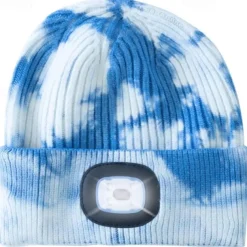 Beanie Hat Unisex with Light USB Rechargeable 4 LEDs Beanie Warm Knit Hat for Dad Father Men Women Husband Knitted Cap Christmas Gifts