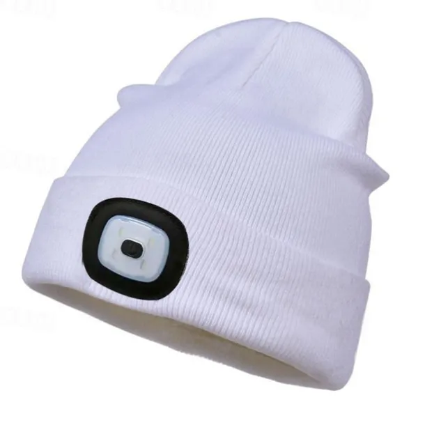 Beanie Hat Unisex with Light USB Rechargeable 4 LEDs Beanie Warm Knit Hat for Dad Father Men Women Husband Knitted Cap Christmas Gifts