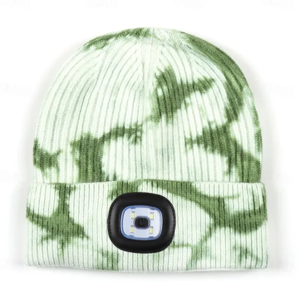 Beanie Hat Unisex with Light USB Rechargeable 4 LEDs Beanie Warm Knit Hat for Dad Father Men Women Husband Knitted Cap Christmas Gifts