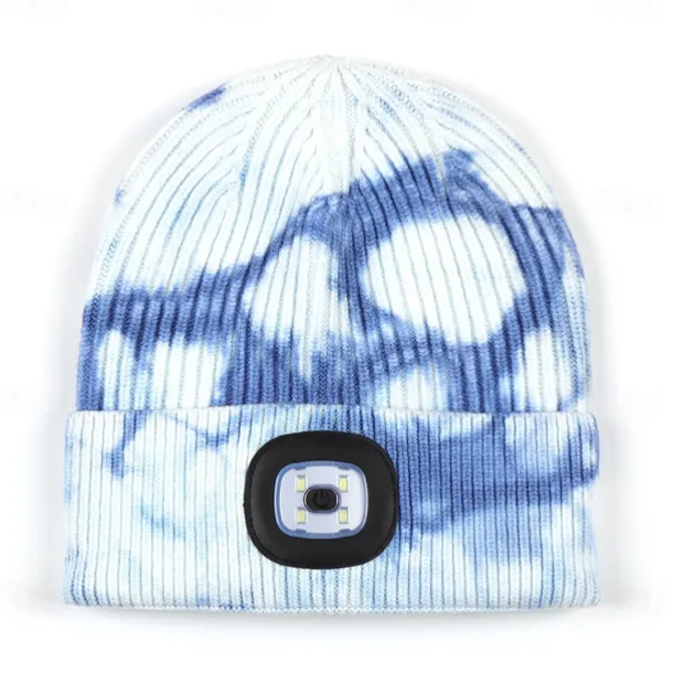 Beanie Hat Unisex with Light USB Rechargeable 4 LEDs Beanie Warm Knit Hat for Dad Father Men Women Husband Knitted Cap Christmas Gifts