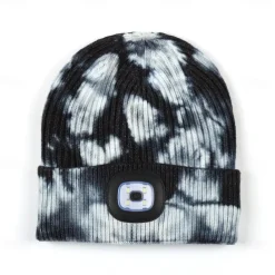 Beanie Hat Unisex with Light USB Rechargeable 4 LEDs Beanie Warm Knit Hat for Dad Father Men Women Husband Knitted Cap Christmas Gifts