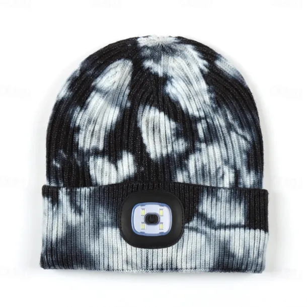 Beanie Hat Unisex with Light USB Rechargeable 4 LEDs Beanie Warm Knit Hat for Dad Father Men Women Husband Knitted Cap Christmas Gifts