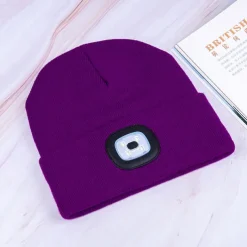 Beanie Hat Unisex with Light USB Rechargeable 4 LEDs Beanie Warm Knit Hat for Dad Father Men Women Husband Knitted Cap Christmas Gifts