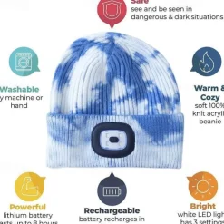 Beanie Hat Unisex with Light USB Rechargeable 4 LEDs Beanie Warm Knit Hat for Dad Father Men Women Husband Knitted Cap Christmas Gifts
