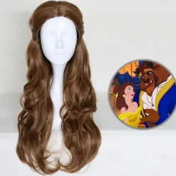 Beauty and The Beast Princess Bella Wig Cosplay Women Long Wavy Brown Synthetic Hair Party Role Play Wigs Halloween Wig