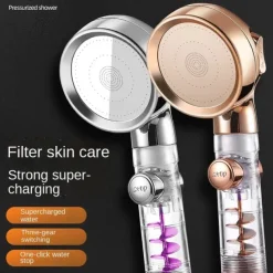 Beauty Skin Three-speed Turbo Rod Supercharged Shower Shower Head Whirlpool Bath Bath Hose Set Water Heater Shower Head Shower
