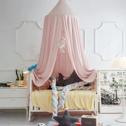 Bed Canopy for Kids Double Layer Princess Round Dome Children Dreamy Mosquito Net Bedding Girls Room Castle Play Tent Hanging House Decor Reading Nook Canopies