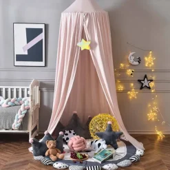 Bed Canopy for Kids Double Layer Princess Round Dome Children Dreamy Mosquito Net Bedding Girls Room Castle Play Tent Hanging House Decor Reading Nook Canopies