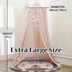 Bed Canopy for Kids Double Layer Princess Round Dome Children Dreamy Mosquito Net Bedding Girls Room Castle Play Tent Hanging House Decor Reading Nook Canopies