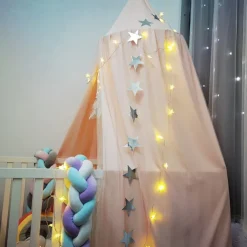 Bed Canopy for Kids Double Layer Princess Round Dome Children Dreamy Mosquito Net Bedding Girls Room Castle Play Tent Hanging House Decor Reading Nook Canopies