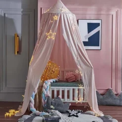 Bed Canopy for Kids Double Layer Princess Round Dome Children Dreamy Mosquito Net Bedding Girls Room Castle Play Tent Hanging House Decor Reading Nook Canopies