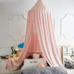 Bed Canopy for Kids Double Layer Princess Round Dome Children Dreamy Mosquito Net Bedding Girls Room Castle Play Tent Hanging House Decor Reading Nook Canopies