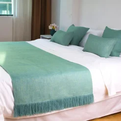 Bed Runner Bed Scarf, Linen Textured Decorative Bed Scarf for Home Hotel Bedspreads Scarves Protection Modern Solid Bed Runner for Foot of Bed Home Bedroom Bedding Decoration